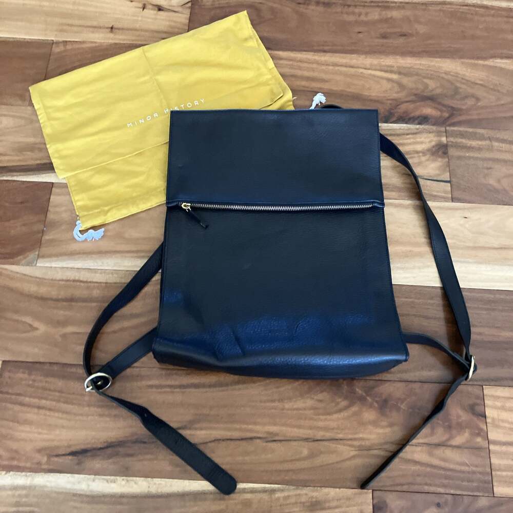 Minor History Black Leather Traveler Square Backpack Classy Elegant College Prom